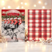 家族5クリスマスストッキング写真ベビー最初 シーズンカード