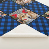 家族5フォトコラージュパーソナライズされたブループレイド シェルパブランケット (3/4)