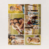 家族5フォトコラージュ名シンプル式 ジグソーパズル (縦)