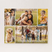 家族5フォトコラージュ名シンプル式 ジグソーパズル (横)