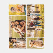 家族5フォトコラージュ名シンプル式 フリースブランケット (正面)