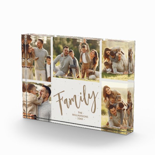 家族5枚の写真コラージュ写真ブロック フォトブロック (右)