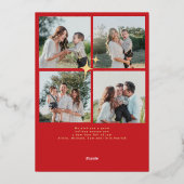 家族5枚の写真メリークリスマスレッド金ゴールド 箔シーズンカード (裏面)