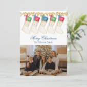 家族5 – 水彩モノグラムストッキング写真 シーズンカード (スタンド正面)