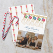 家族5 – 水彩モノグラムストッキング写真 シーズンカード