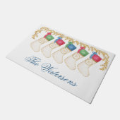 家族5 – 水彩モノグラムストッキング ドアマット (アングル)