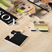 家族6フォトコラージミニマリストシンプルブラック ジグソーパズル (側面)