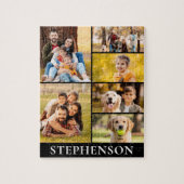 家族6フォトコラージミニマリストシンプルブラック ジグソーパズル (縦)