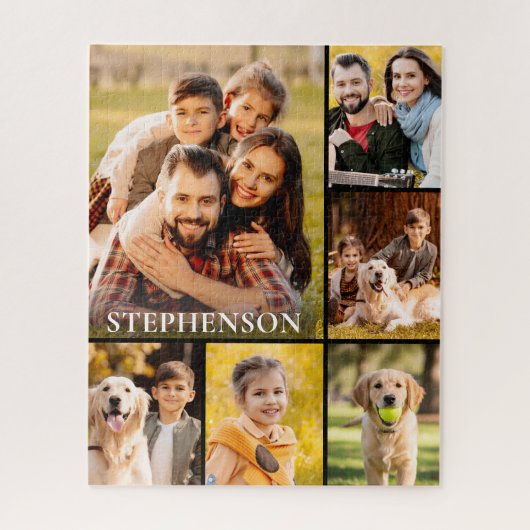 家族6フォトコラージミニマルシンプルリスト ジグソーパズル (縦)