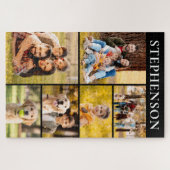 家族6フォトコラージミニマルシンプルリスト ジグソーパズル (横)