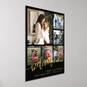 家族6フォトコラージュウェルカム新生児 箔ポスター (レイダウン)