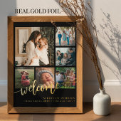 家族6フォトコラージュウェルカム新生児 箔ポスター