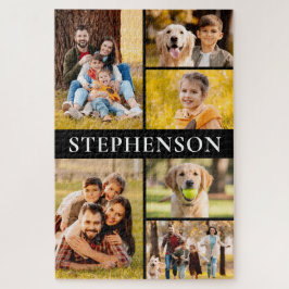 家族6フォトコラージュミニマルシンプル ジグソーパズル