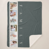 家族6フォトコラージュモダン石板グレー シェルパブランケット (正面)