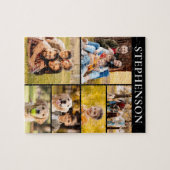 家族6フォトコラージュ名のシンプル ジグソーパズル (横)