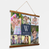 家族6フォトコラージュ 吊り下げ型タペストリー (傾斜あり)