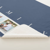 家族6フォトコラージョスタイリッシュン青 シェルパブランケット (3/4)