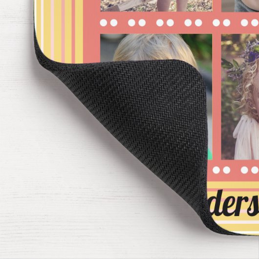 家族6フォトコラージョラルとイエローマウスパッド マウスパッド (コーナー)