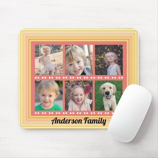 家族6フォトコラージョラルとイエローマウスパッド マウスパッド (マウス)
