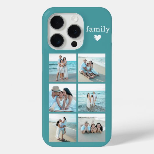 家族6枚写真 ティール Case-Mate iPhoneケース (裏面)