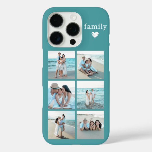 家族6枚写真 ティール Case-Mate iPhoneケース (裏面)