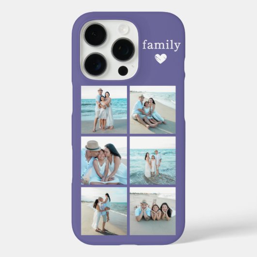 家族6枚写真 パープル Case-Mate iPhoneケース (裏面)