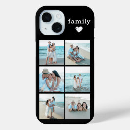 家族6枚写真 ブラック iPhone 15ケース