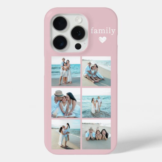 家族6枚写真 ブラッシュピンク Case-Mate iPhoneケース (裏面)
