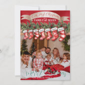 家族7人のクリスマス靴下の写真　赤ちゃんファースト シーズンカード (正面)