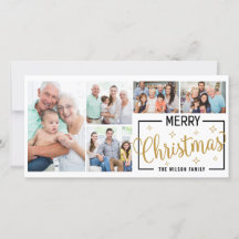 家族7写真コラージュ白金ゴールドメリークリスマス