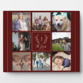 家族8フォトコラージモノグラムパーソナライズされた名 フォトプラーク (正面)