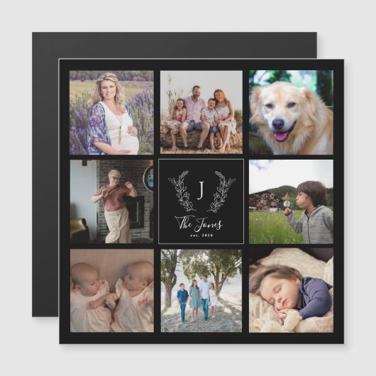 家族8フォトコラージモノグラム名記念 (正面/裏面)