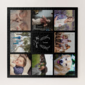 家族8フォトコラージモノグラム名記念 ジグソーパズル (横)