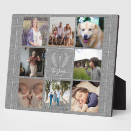 家族8フォトコラージモノグラム名rustic フォトプラーク