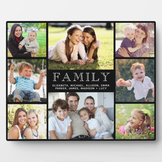 家族8フォトコラージュ黒 フォトプラーク (正面)