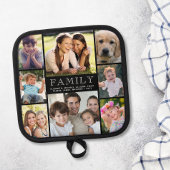 家族8フォトコラージュ黒 鍋敷き