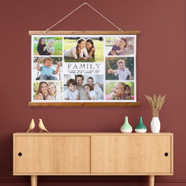 家族8フォトコラージュ 吊り下げ型タペストリー