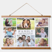 家族8フォトコラージュ 吊り下げ型タペストリー (正面)
