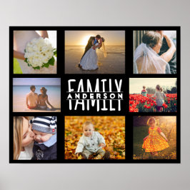 家族8フォトコラージュDIYテンプレート |名前V2の追加 ポスター