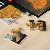 家族8写真コラージュと名前DIYテンプレートブラック ジグソーパズル (側面)