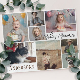 家族8写真コラージュと文字 ジグソーパズル