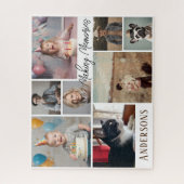 家族8写真コラージュと文字 ジグソーパズル (縦)