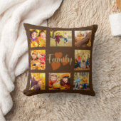 家族8写真秋秋茶金ゴールドハート クッション (ブランケット)