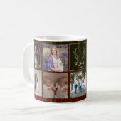 家族9フォトコラージモノグラムパーソナライズされた名 コーヒーマグカップ (正面左)