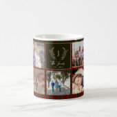 家族9フォトコラージモノグラムパーソナライズされた名 コーヒーマグカップ (中央)