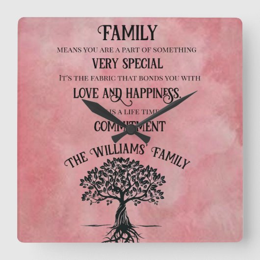 家族 スクエア壁時計 (正面)