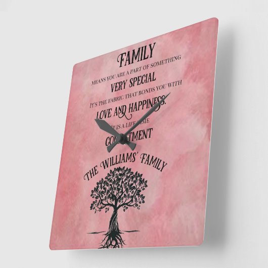 家族 スクエア壁時計 (傾斜)