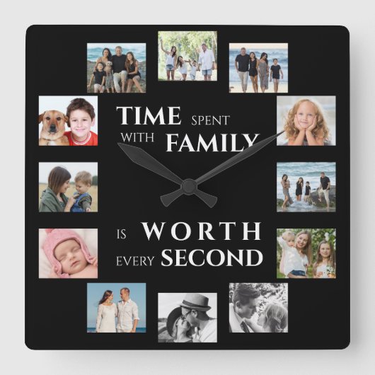 家族 スクエア壁時計 (正面)