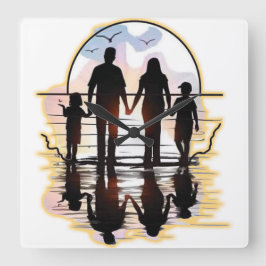 家族 スクエア壁時計