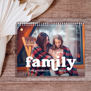 家族  ボホ文字オーバーレイと写真2024 カレンダー